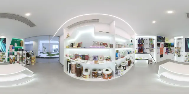 360° panorama of flexo press sample testing and print trial room